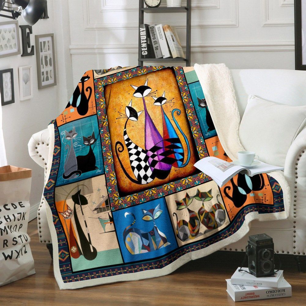 Cat Sherpa Fleece Blanket