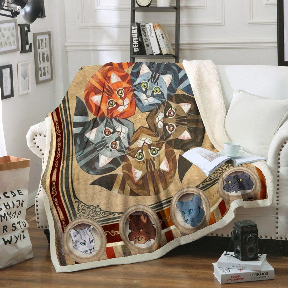 Cat Sherpa Fleece Blanket