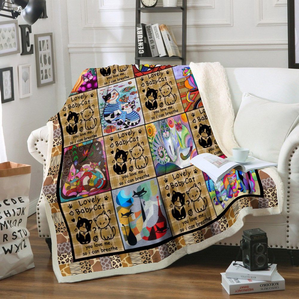 Cat Sherpa Fleece Blanket