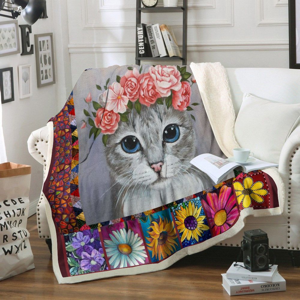 Cat Sherpa Fleece Blanket