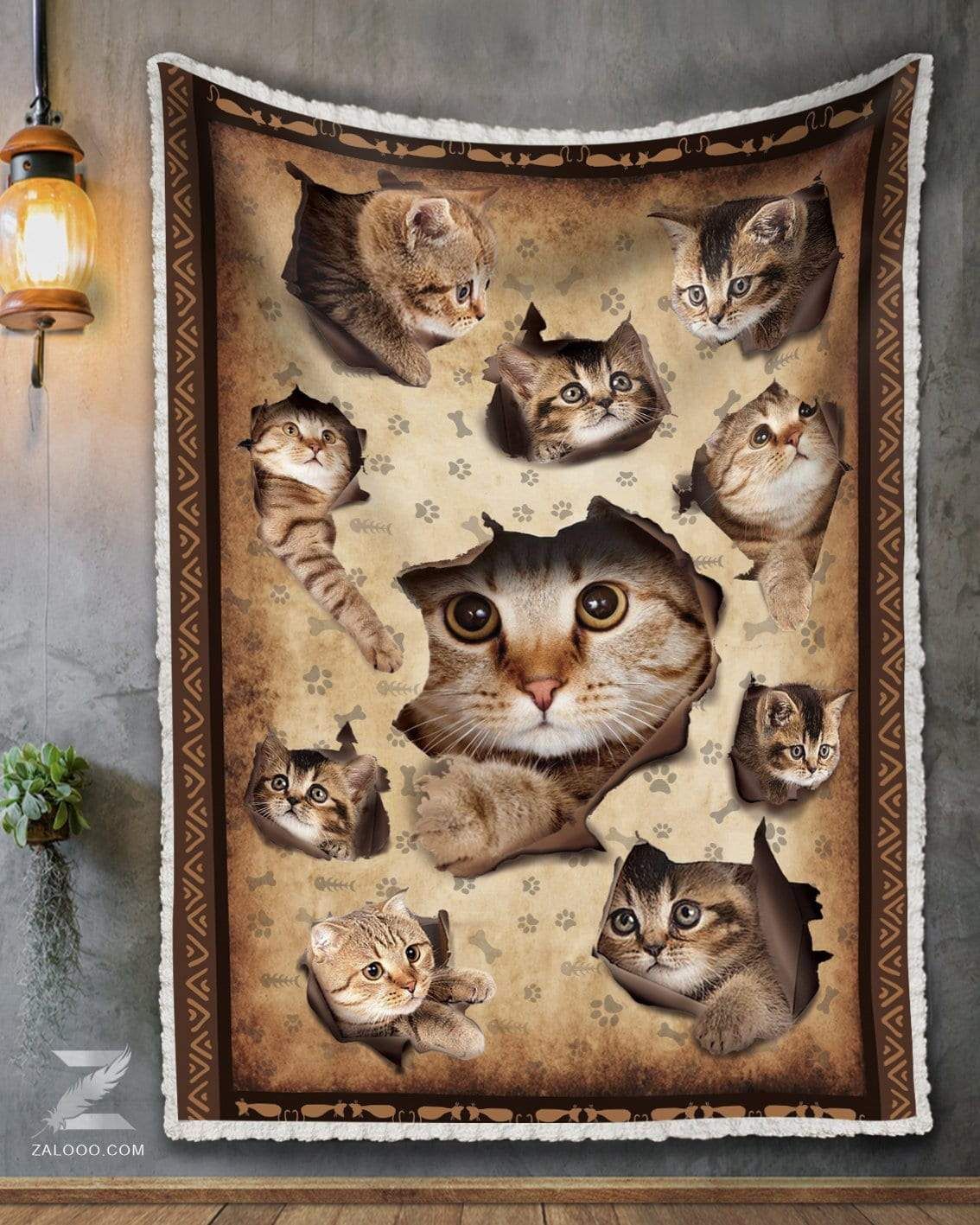 Cat Sherpa Fleece Blanket