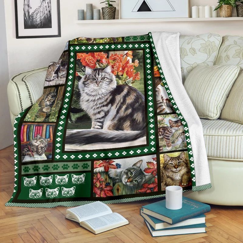 Cat Sherpa Fleece Blanket
