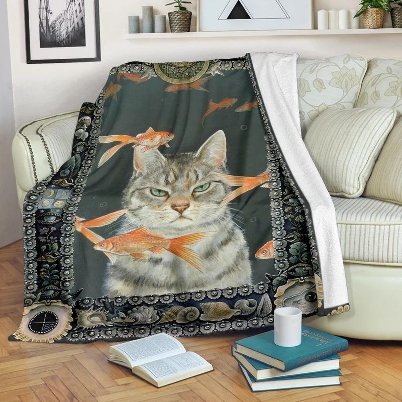 Cat Sherpa Fleece Blanket