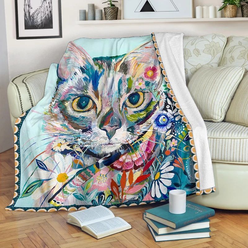 Cat Sherpa Fleece Blanket