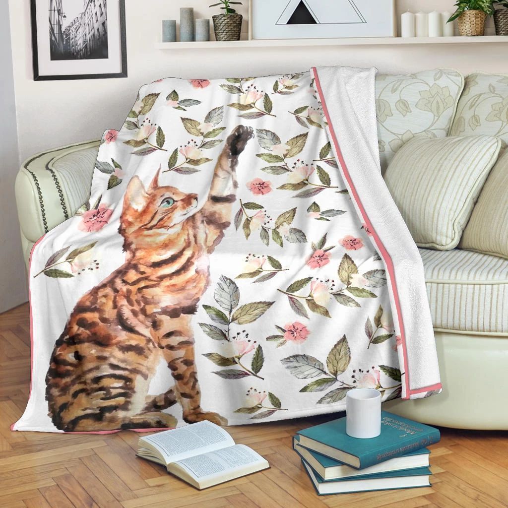 Cat Sherpa Fleece Blanket