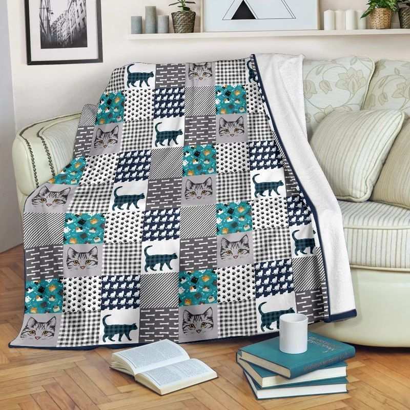 Cat Sherpa Fleece Blanket
