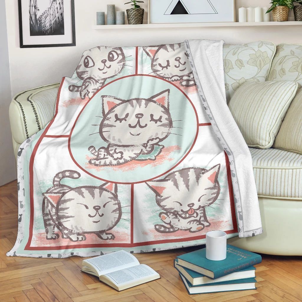 Cat Sherpa Fleece Blanket