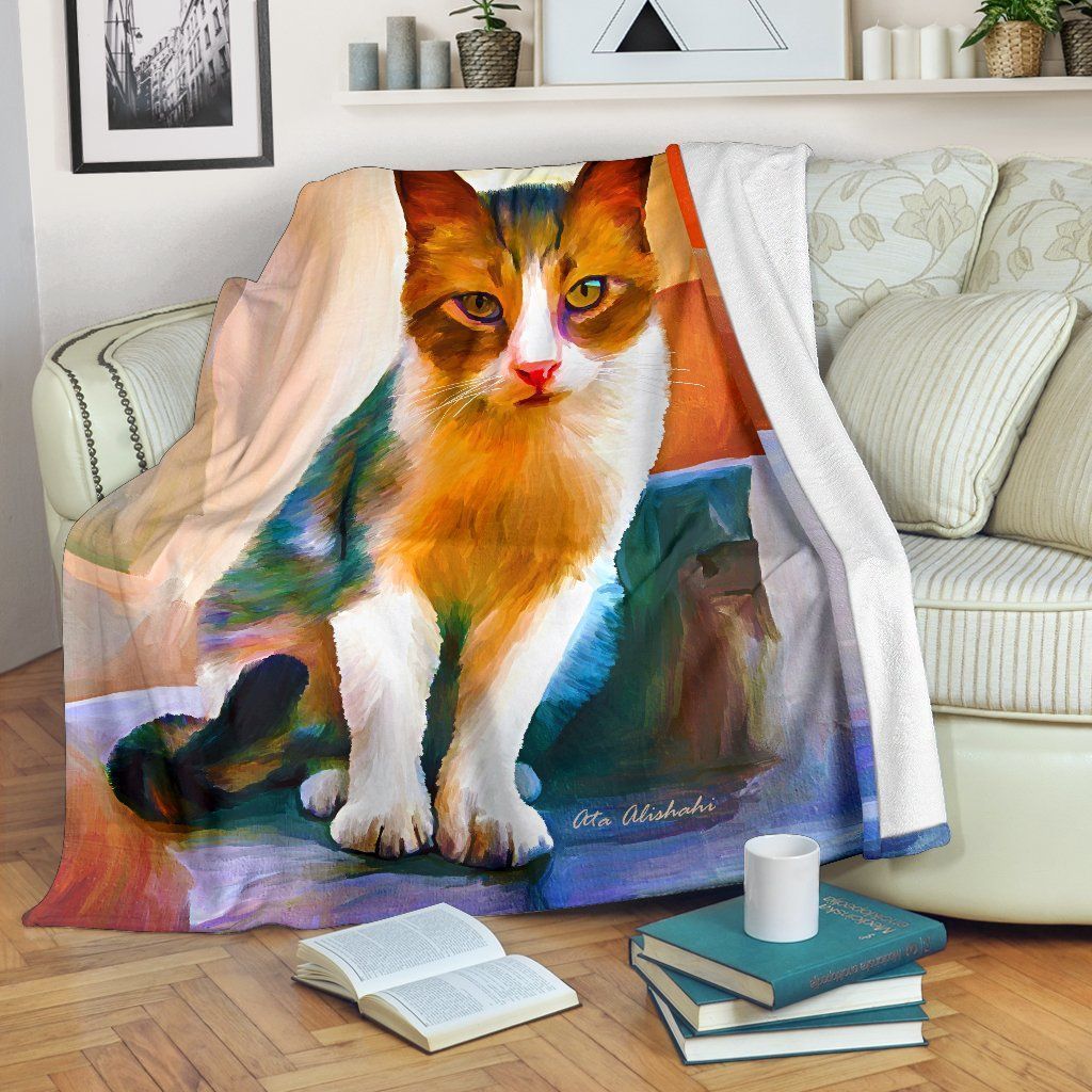 Cat Sherpa Fleece Blanket