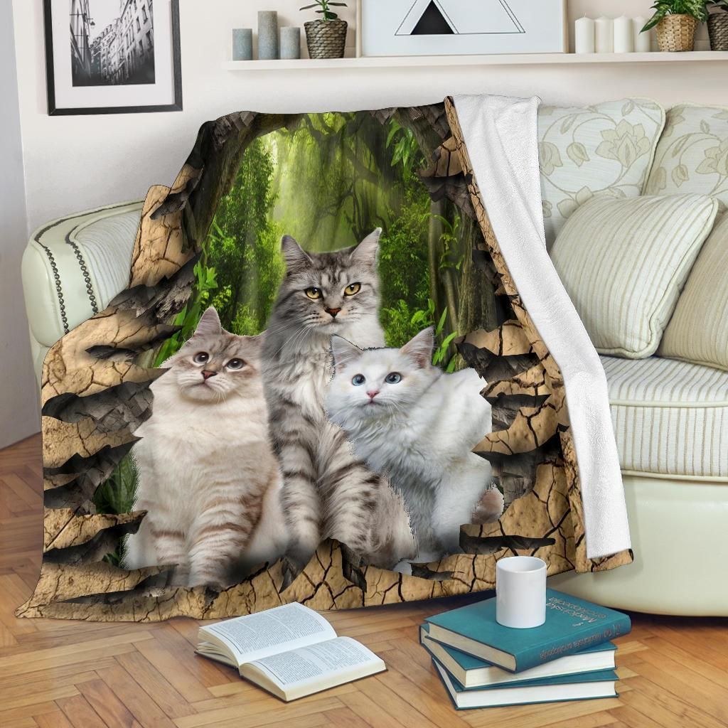 Cat Sherpa Fleece Blanket