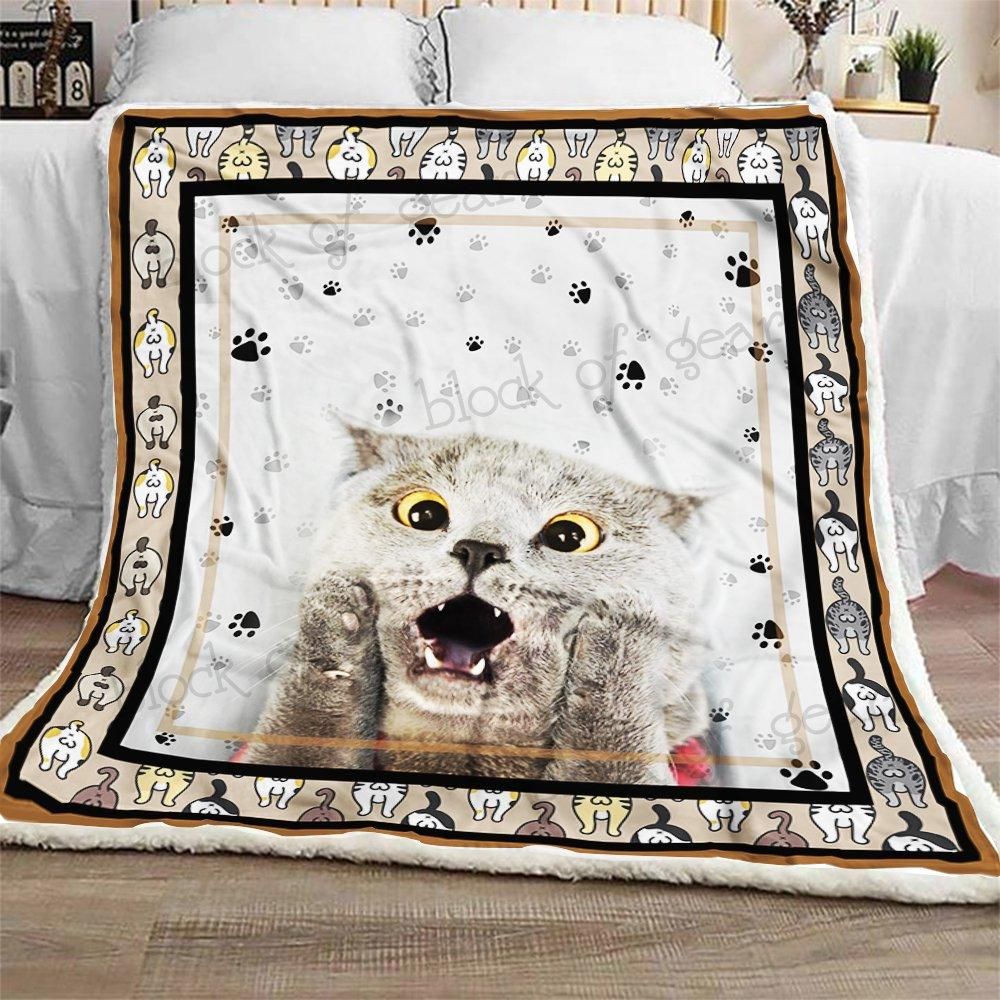 Cat Sherpa Fleece Blanket