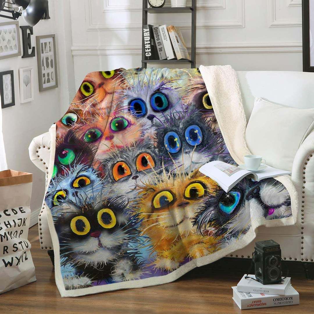 Cat Sherpa Fleece Blanket