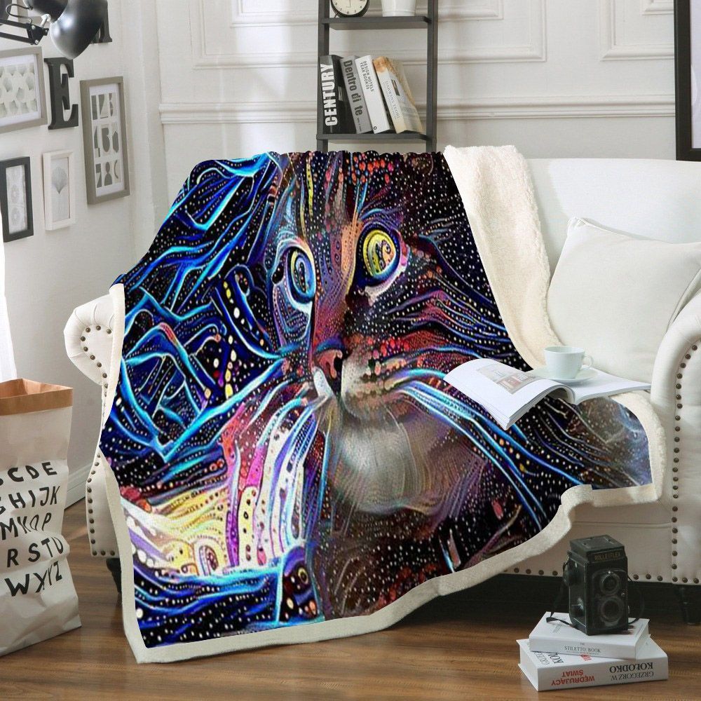 Cat Sherpa Fleece Blanket