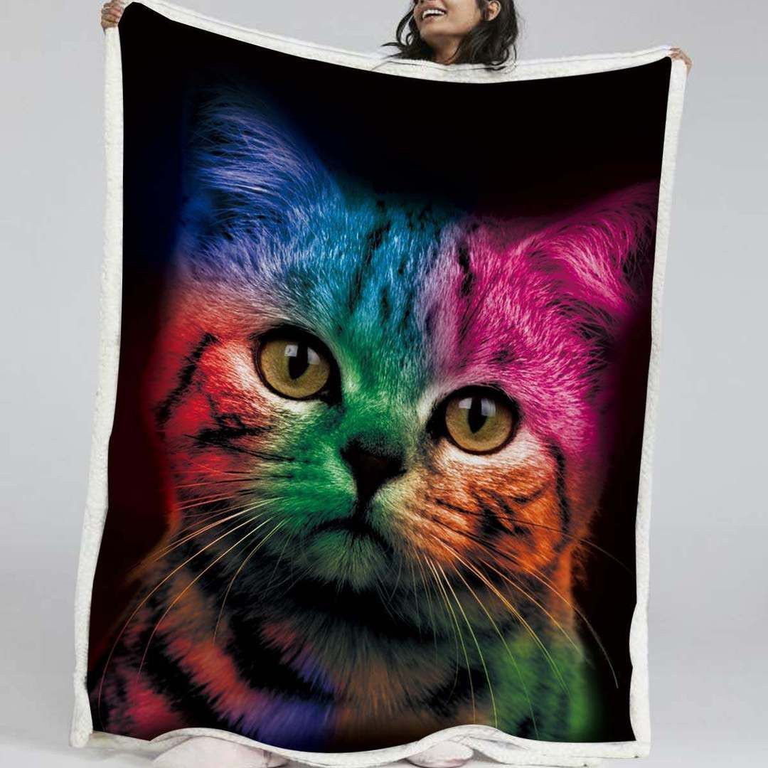 Cat Sherpa Fleece Blanket