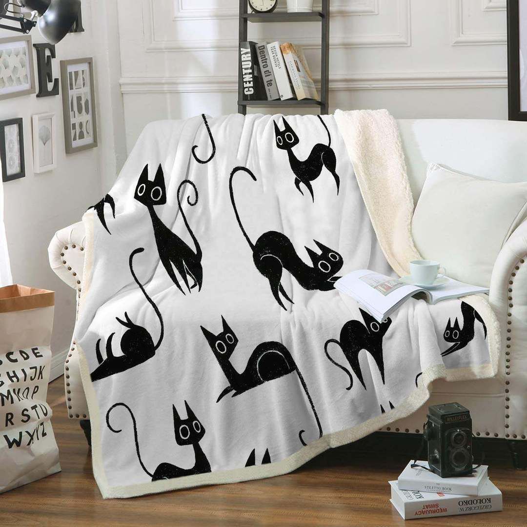 Cat Sherpa Fleece Blanket