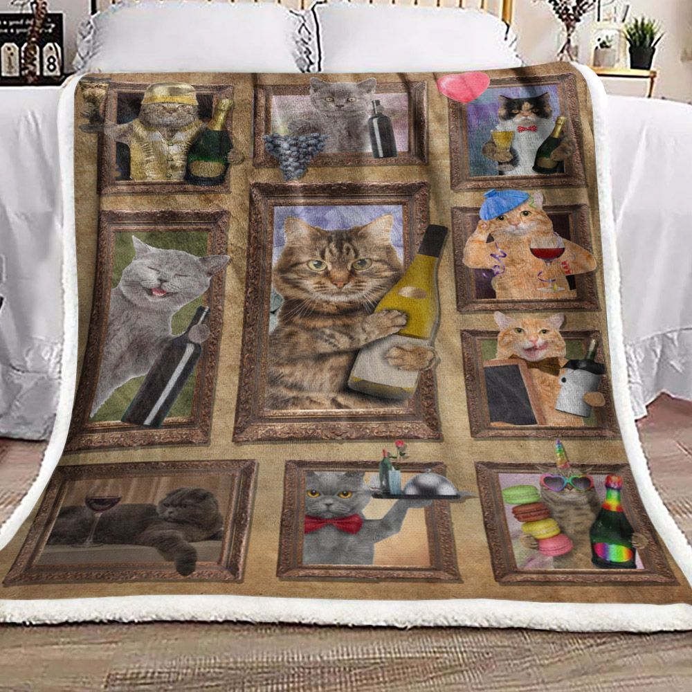 Cat Sherpa Fleece Blanket