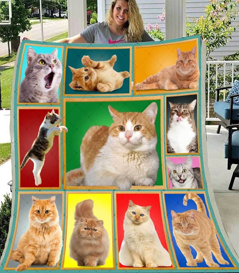 Cat Sherpa Fleece Blanket