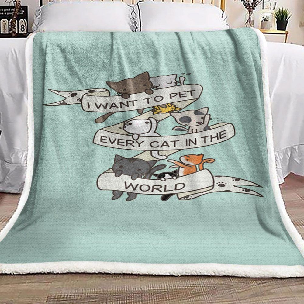 Cat Sherpa Fleece Blanket