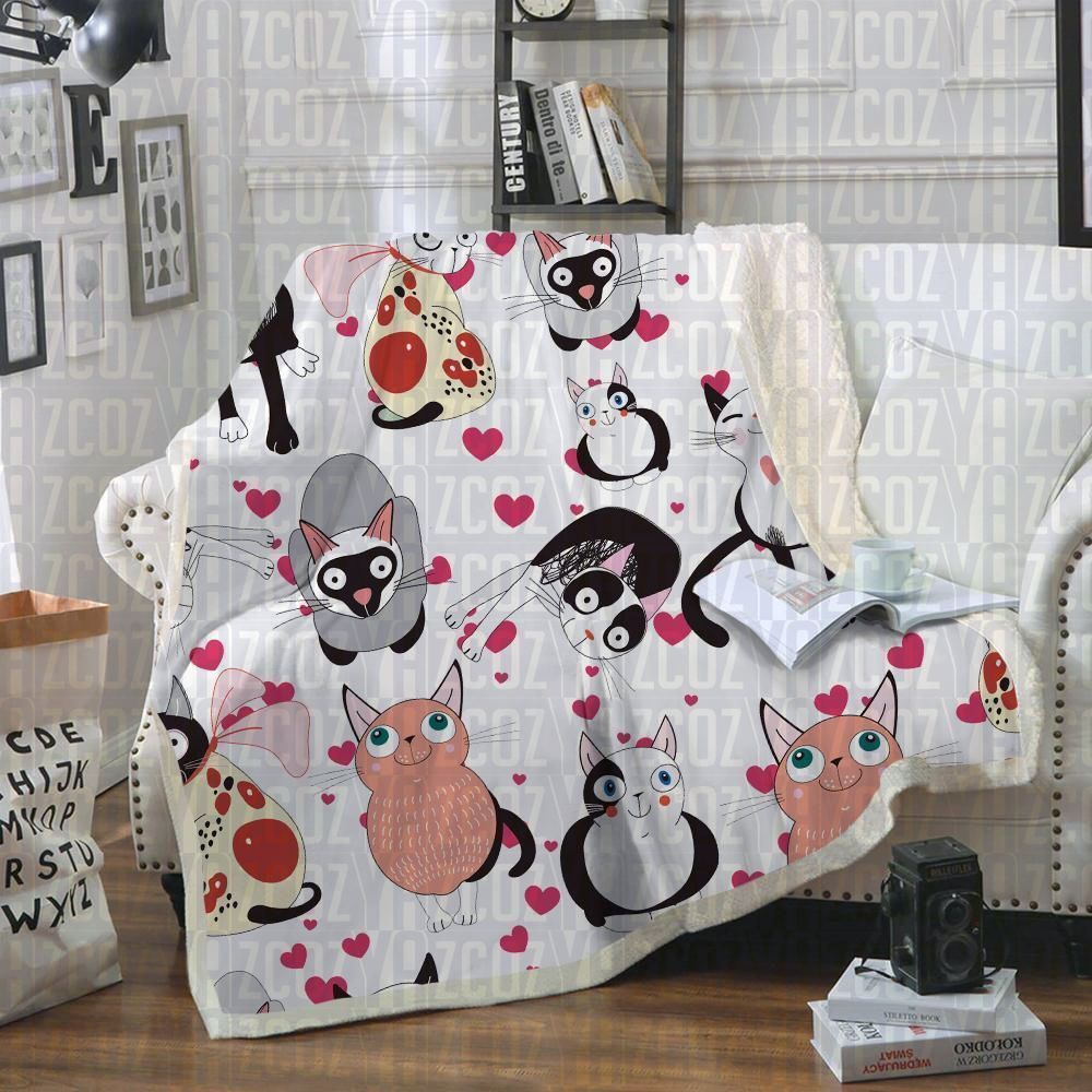 Cat Sherpa Fleece Blanket