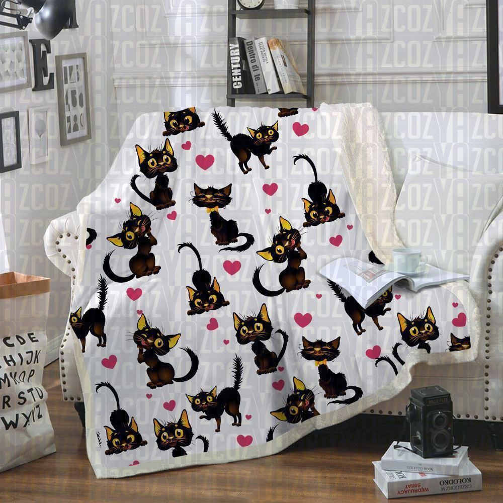 Cat Sherpa Fleece Blanket