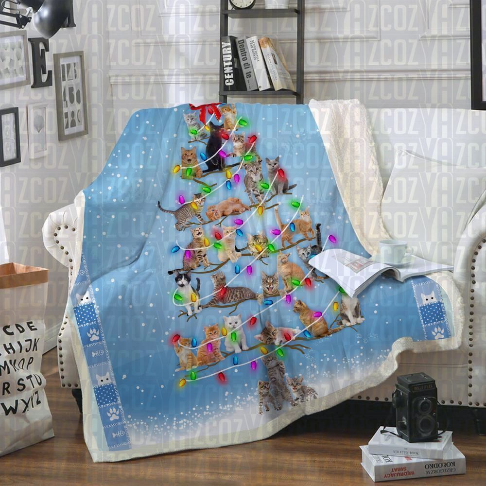 Cat Sherpa Fleece Blanket