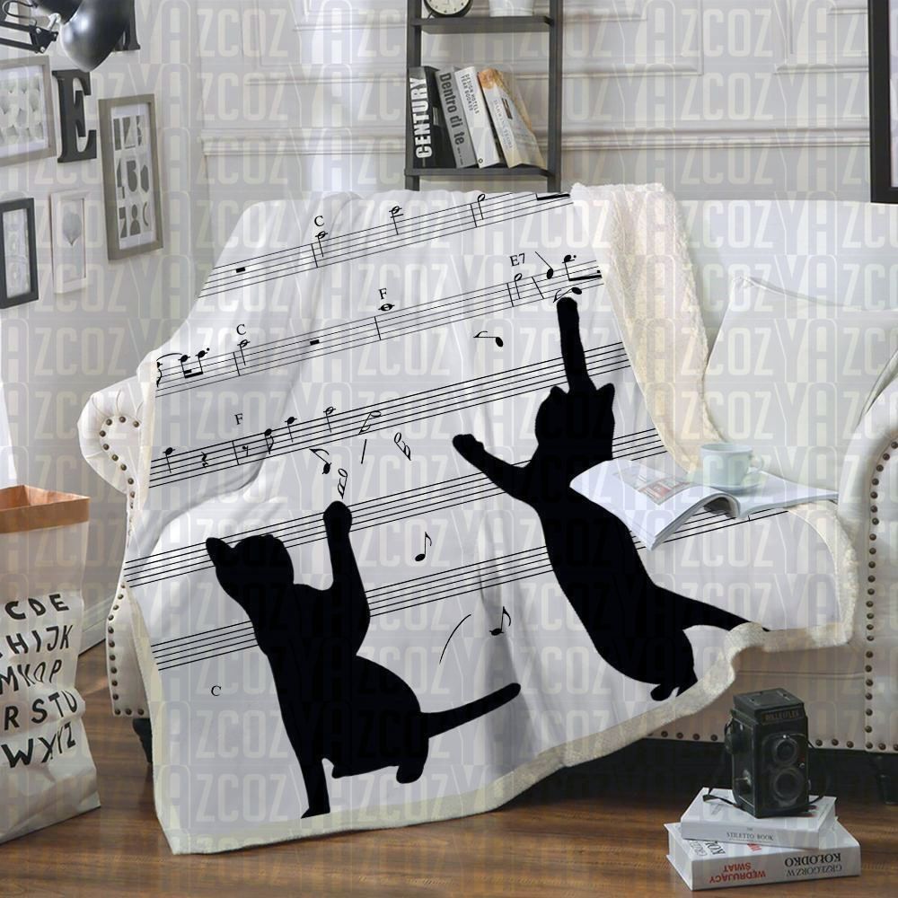 Cat Sherpa Fleece Blanket