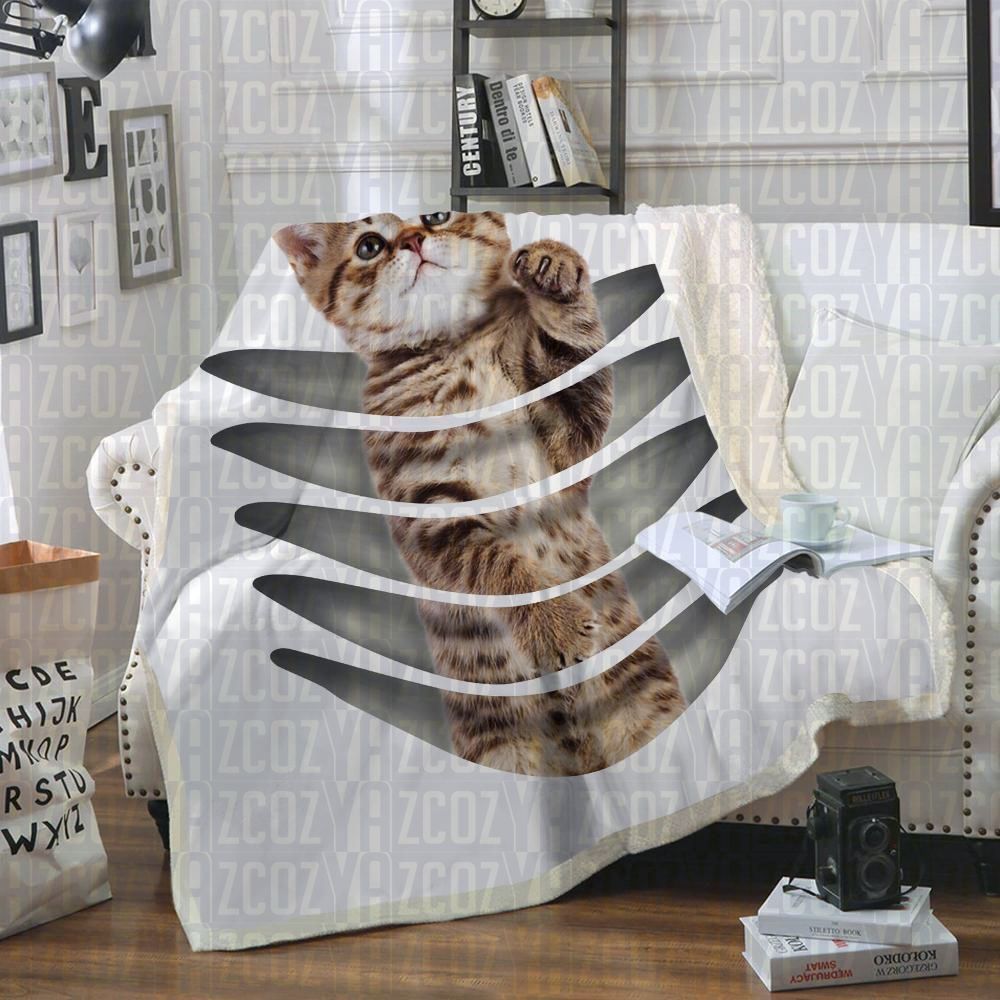 Cat Sherpa Fleece Blanket