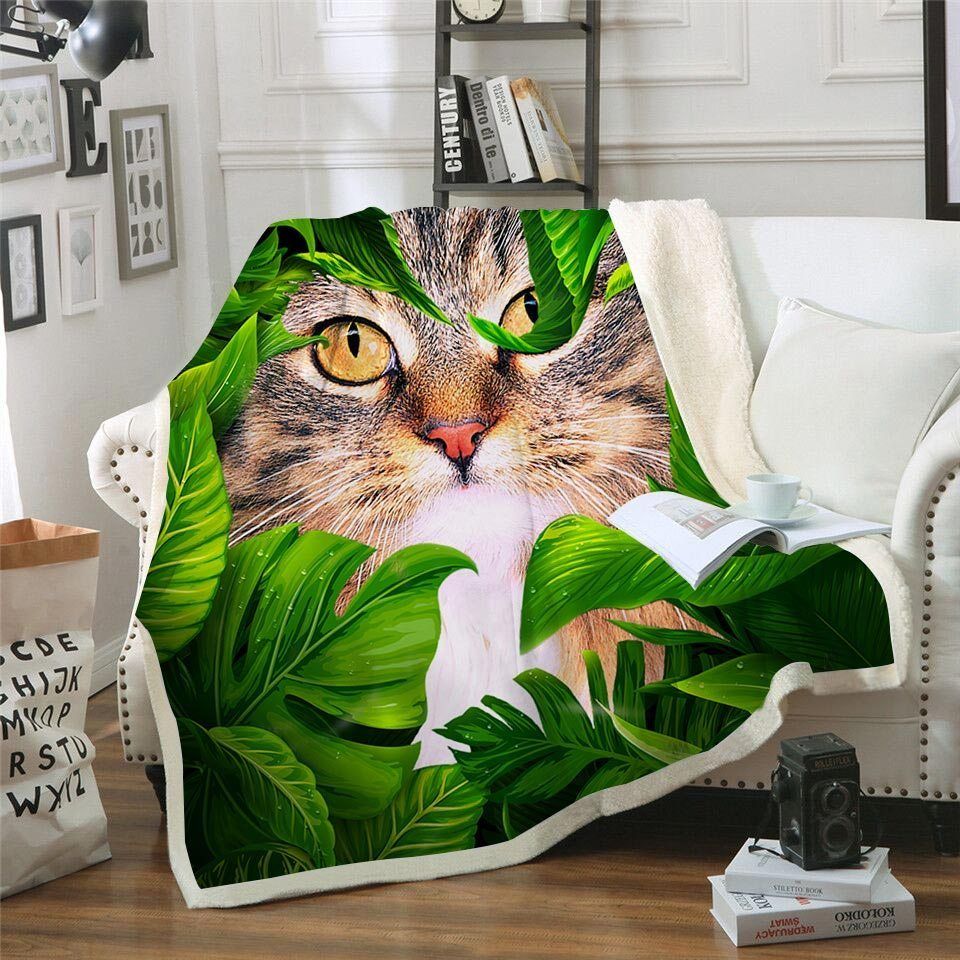 Cat Sherpa Fleece Blanket