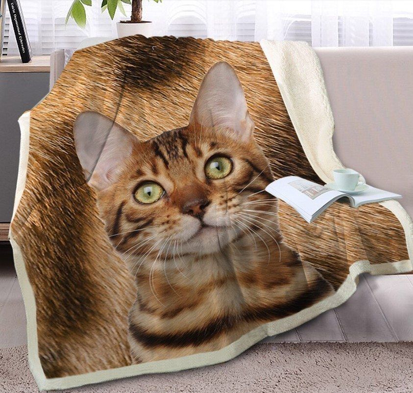 Cat Sherpa Fleece Blanket