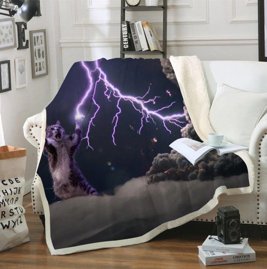 Cat Sherpa Fleece Blanket