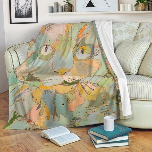 Cat Sherpa Fleece Blanket