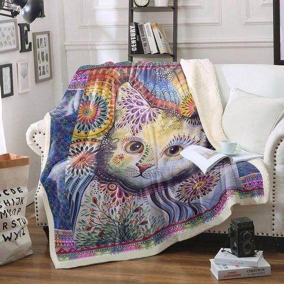 Cat Sherpa Fleece Blanket