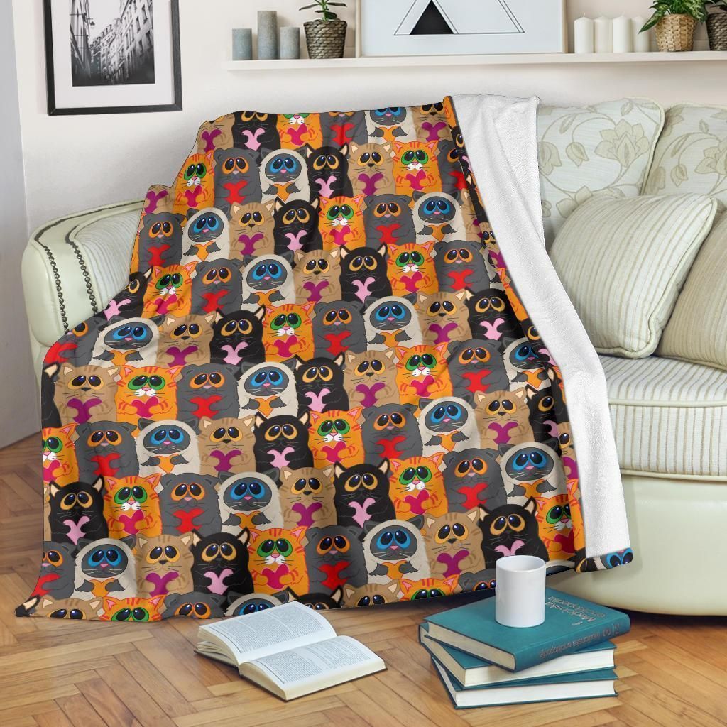 Cat Sherpa Fleece Blanket