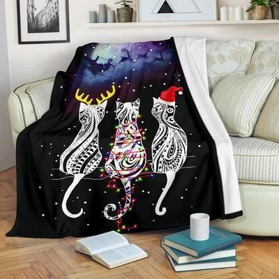 Cat Sherpa Fleece Blanket