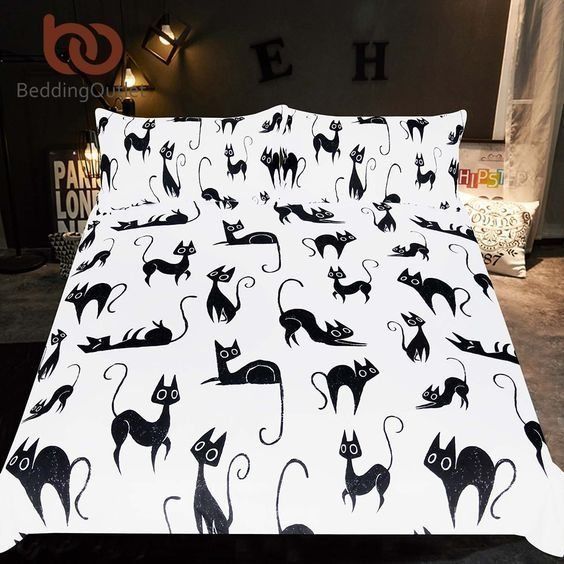 Cat Cotton Bed Sheets Spread Comforter Bedding Set