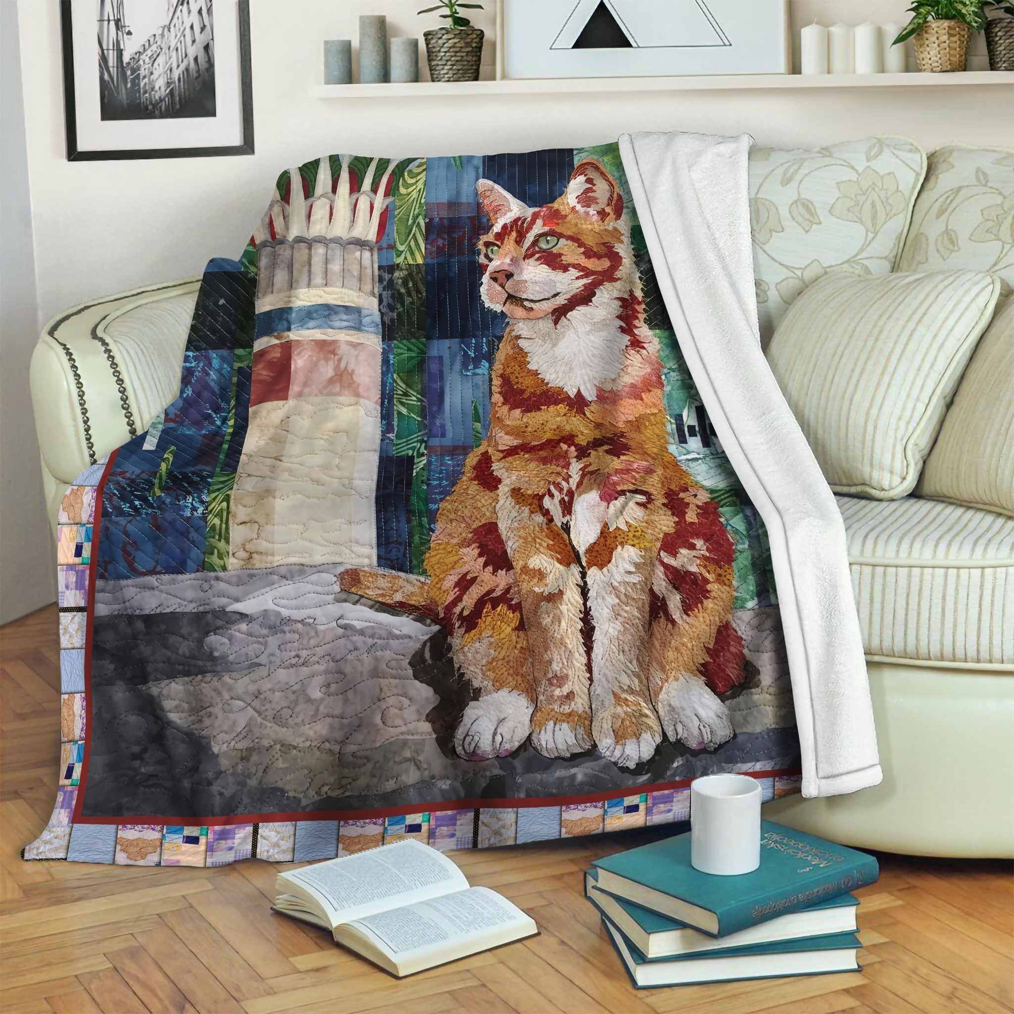 Cat Sherpa Fleece Blanket