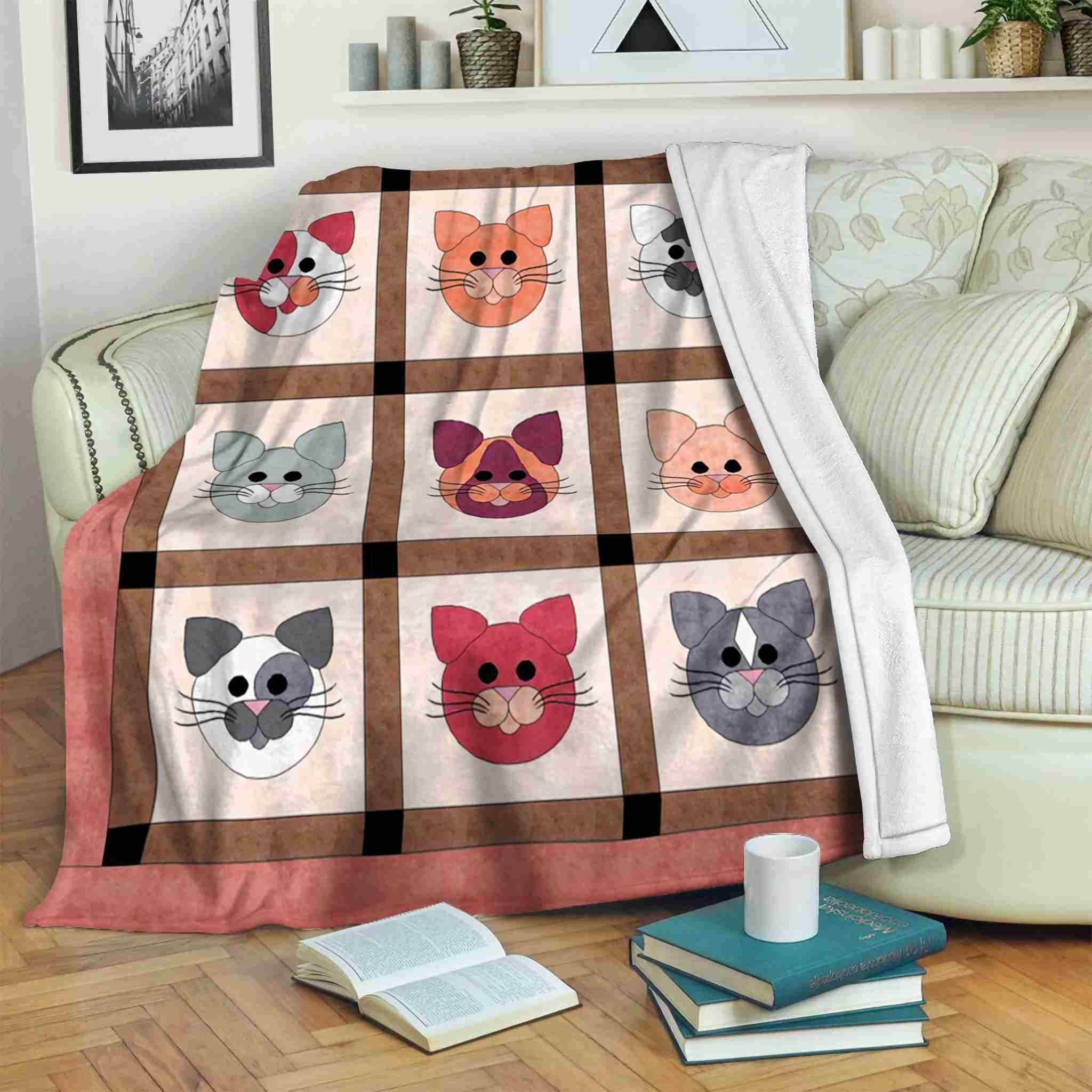 Cat Sherpa Fleece Blanket