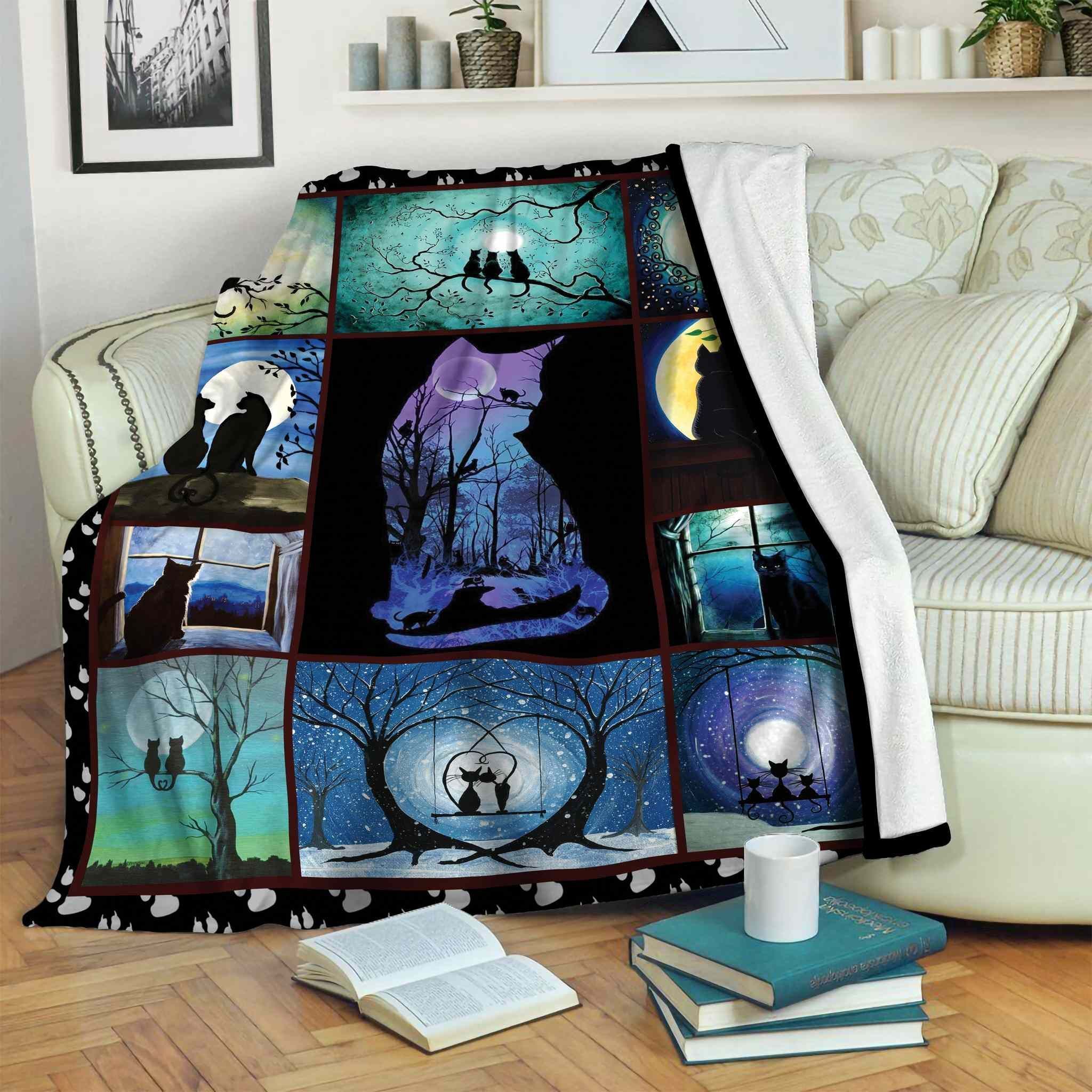Cat Sherpa Fleece Blanket