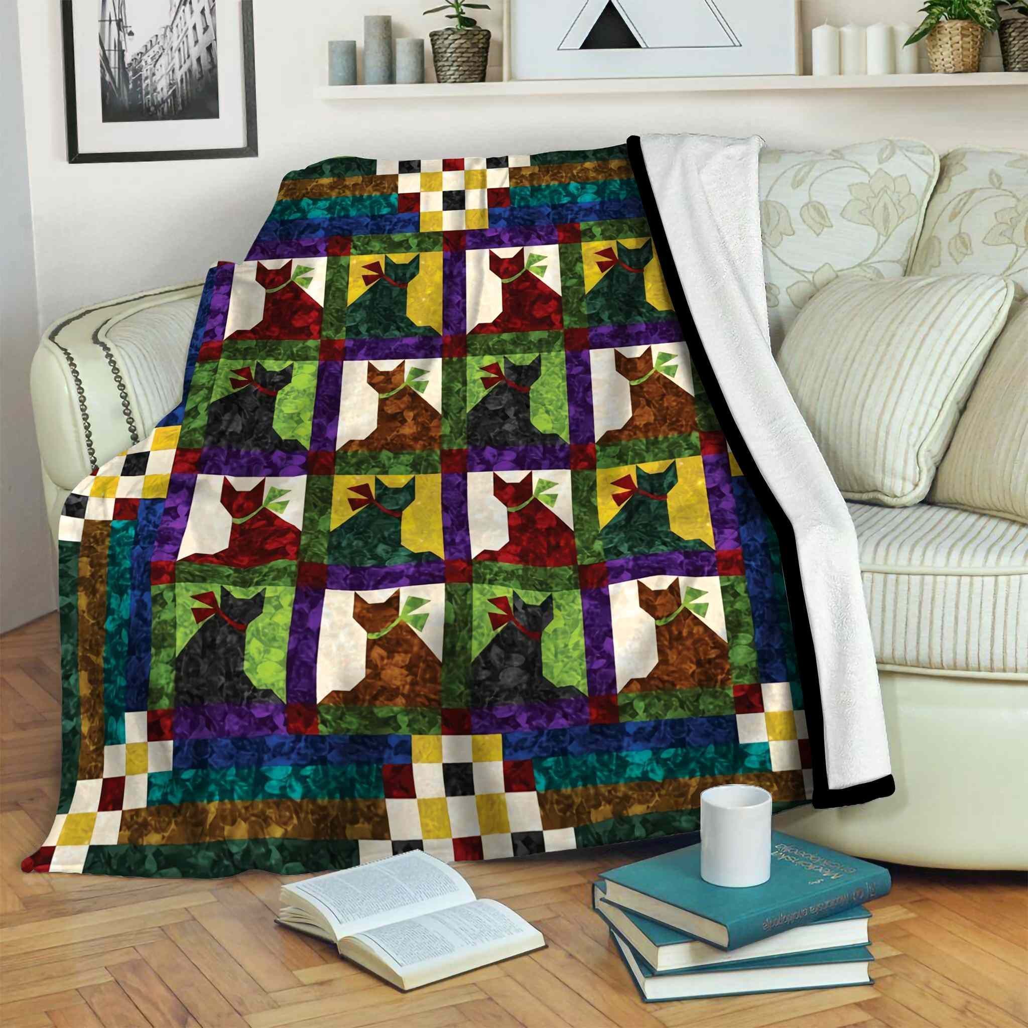 Cat Sherpa Fleece Blanket