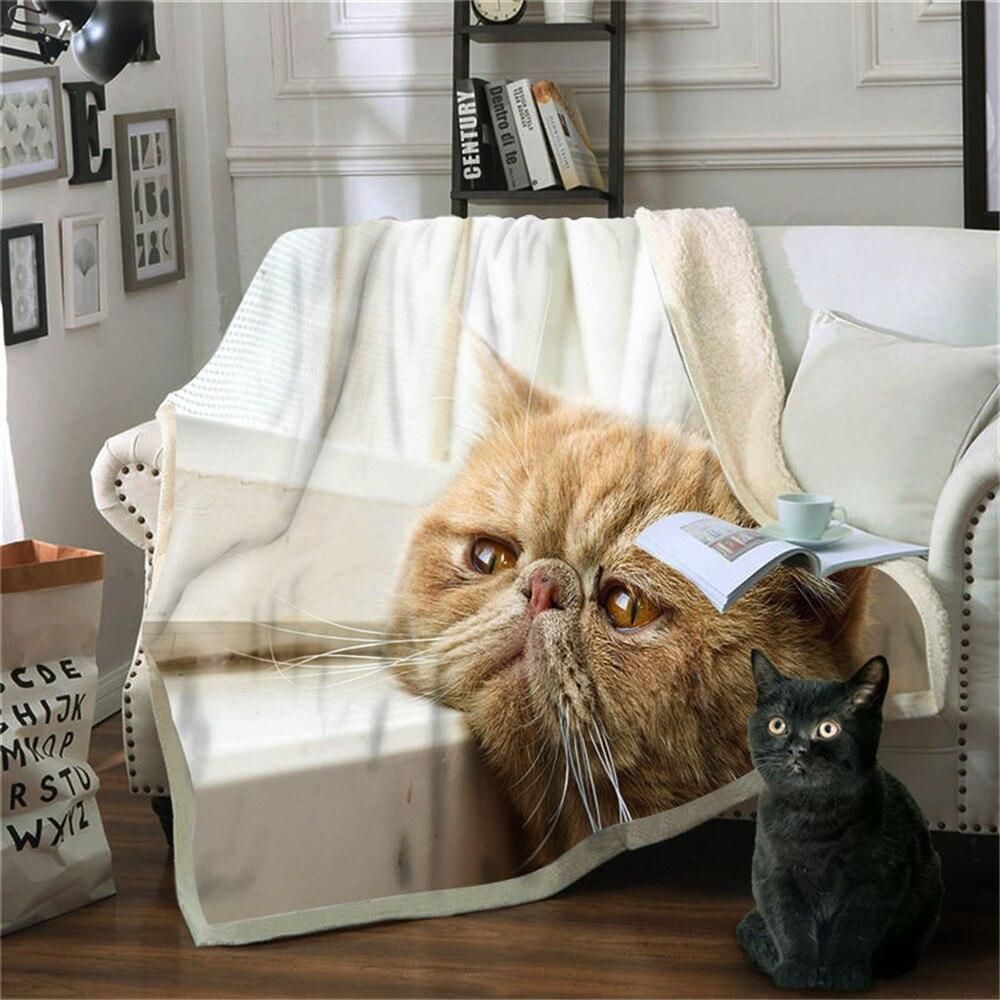 Cat Sherpa Fleece Blanket