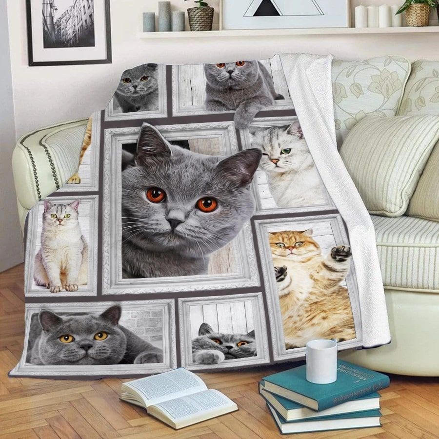 Cat Sherpa Fleece Blanket