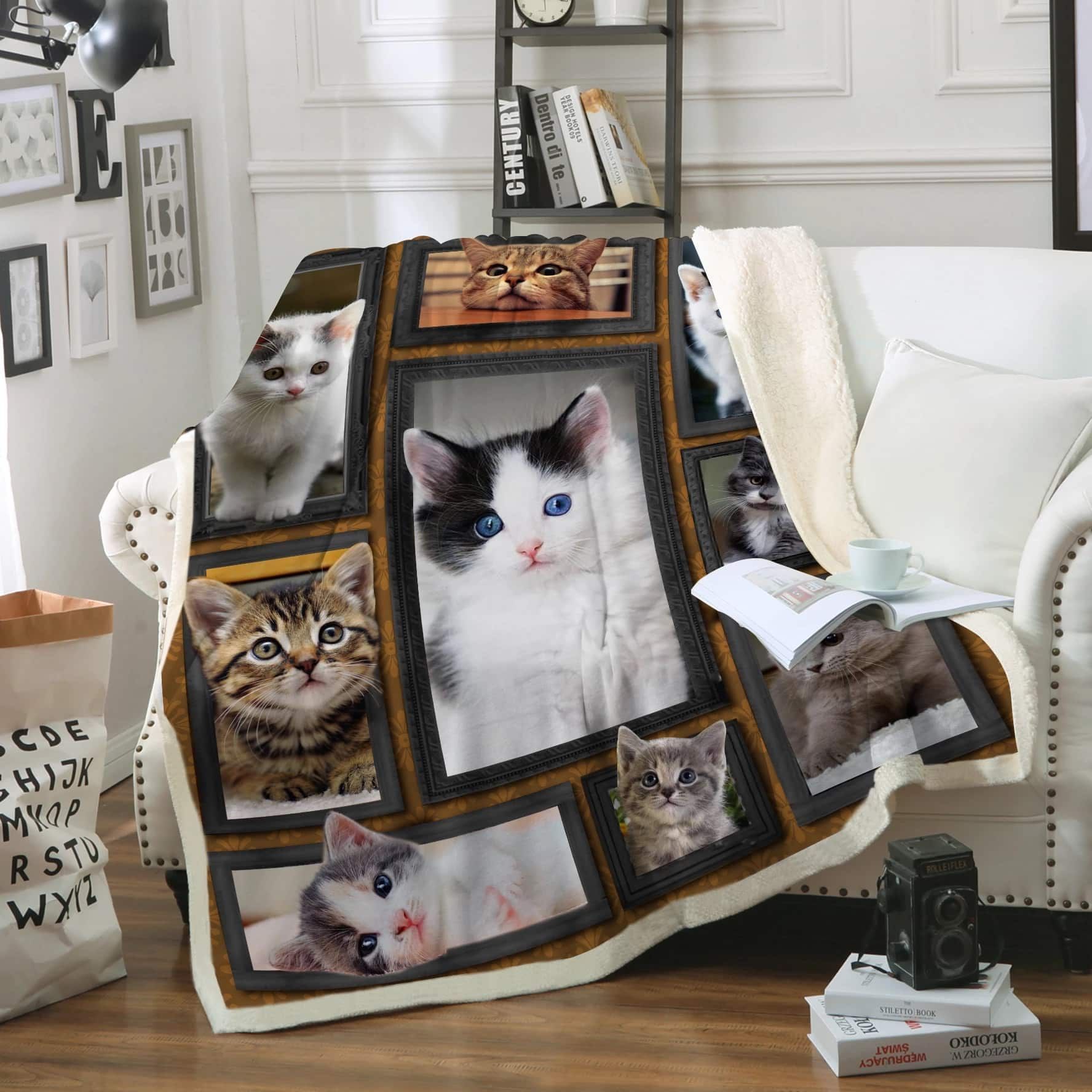 Cat Sherpa Fleece Blanket