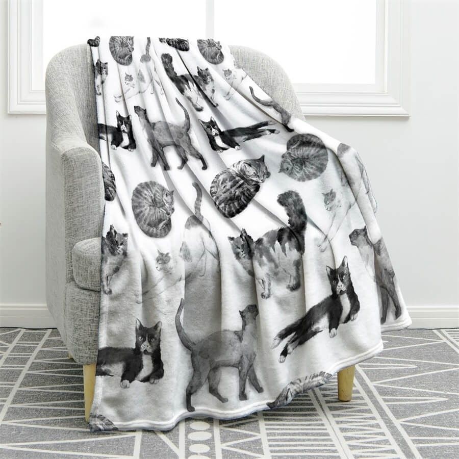 Cat Sherpa Fleece Blanket