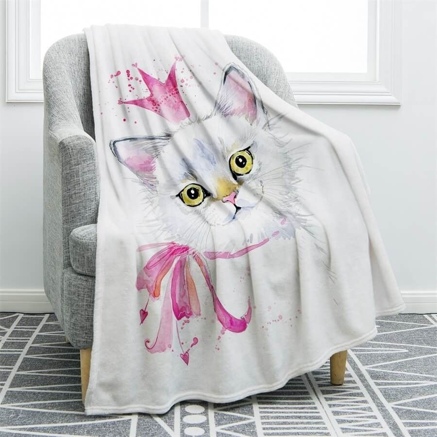 Cat Sherpa Fleece Blanket