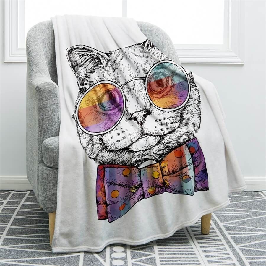 Cat Sherpa Fleece Blanket