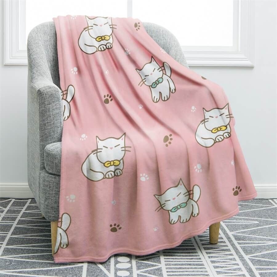 Cat Sherpa Fleece Blanket