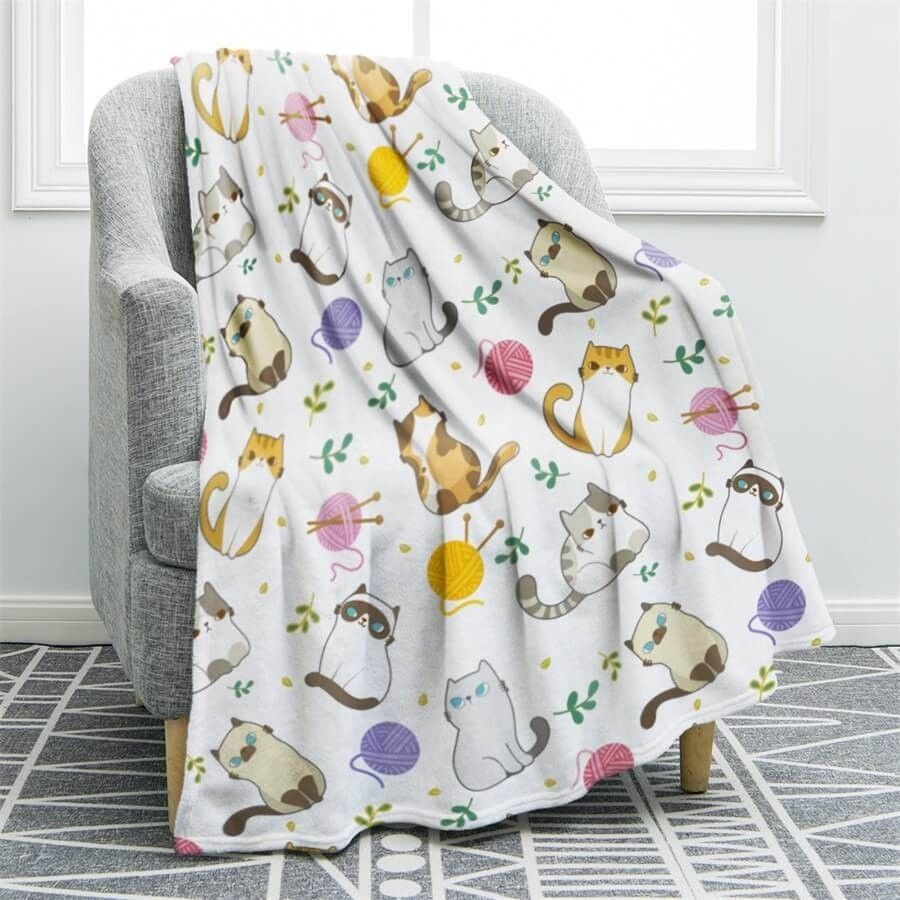 Cat Sherpa Fleece Blanket