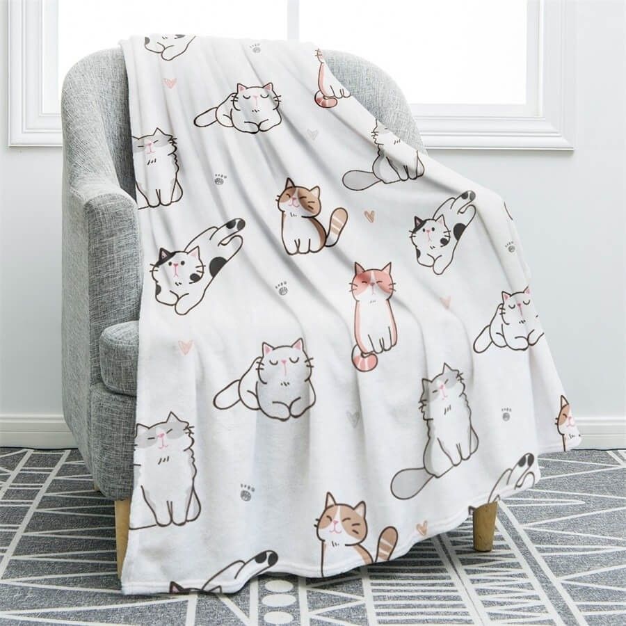 Cat Sherpa Fleece Blanket