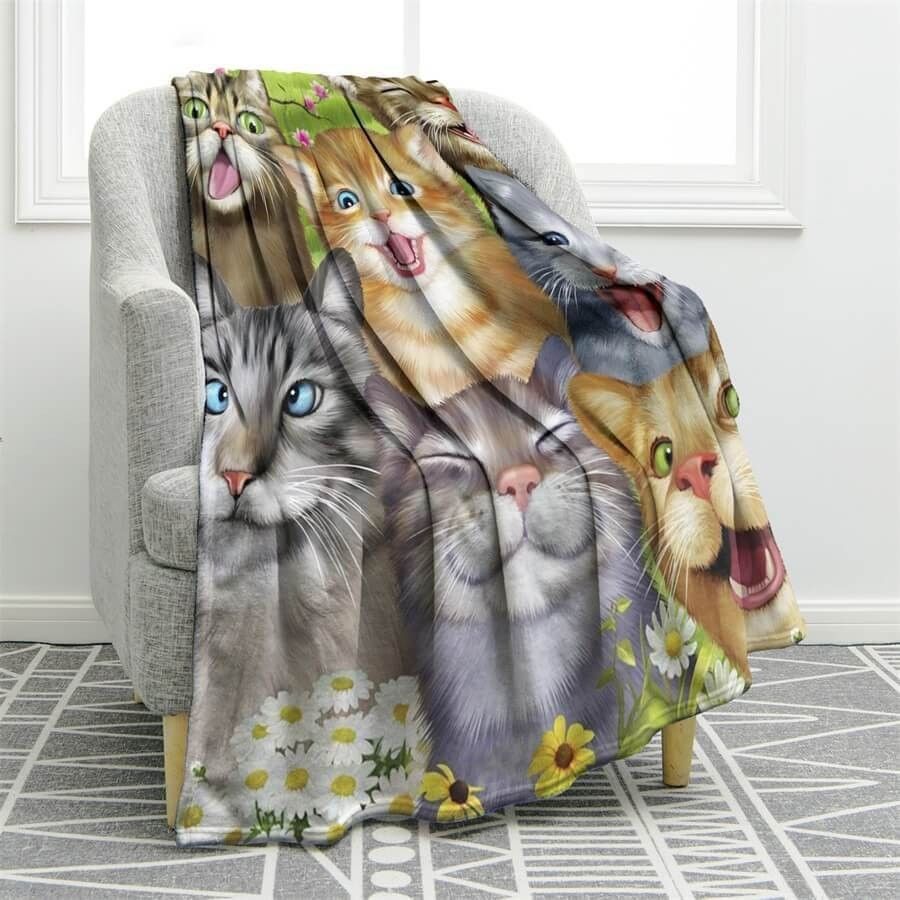Cat Sherpa Fleece Blanket
