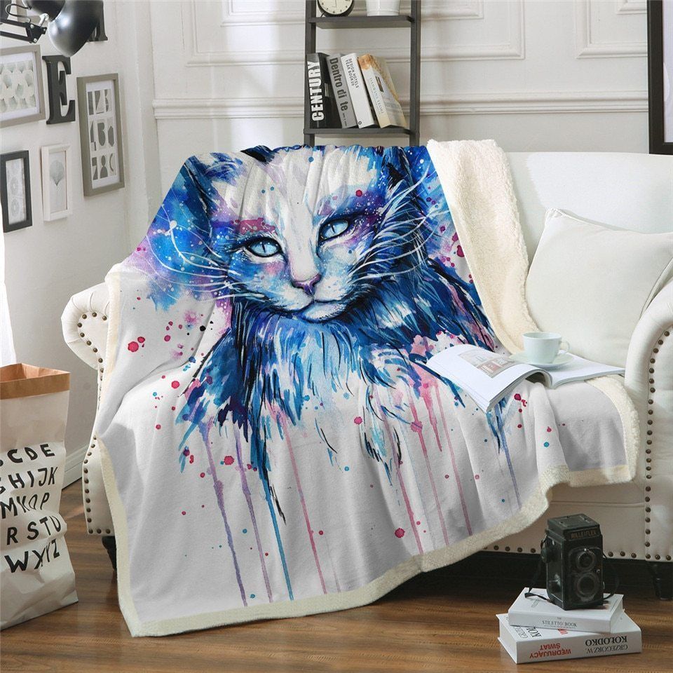 Cat Sherpa Fleece Blanket