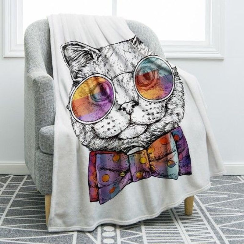 Cat Sherpa Fleece Blanket